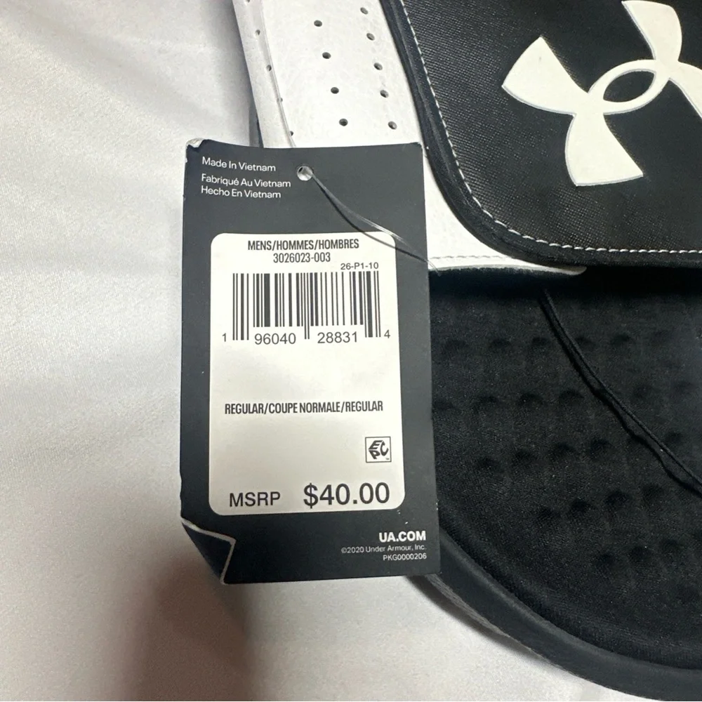 New Under Armour Mens Ignite Pro Slide Athletic Sandals  Size 17 Black And White